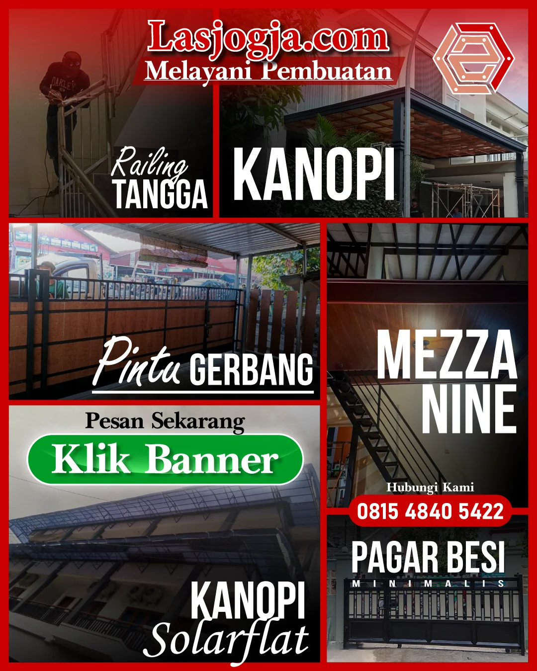 Bengkel Las Jogja melayani pembuatan railing tangga, mezzanine, kanopi dan lain-lain